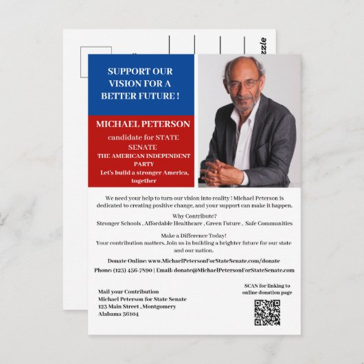 政治資金集め募金運動 ポストカード (正面/裏面)