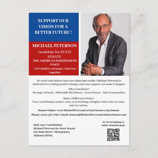 政治資金集め募金運動 ポストカード (正面)