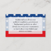 政治運動の超党派によって印刷される候補者 名刺 (裏面)