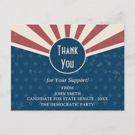 政治運動イベント集会の募金ありがとう ポストカード (正面)