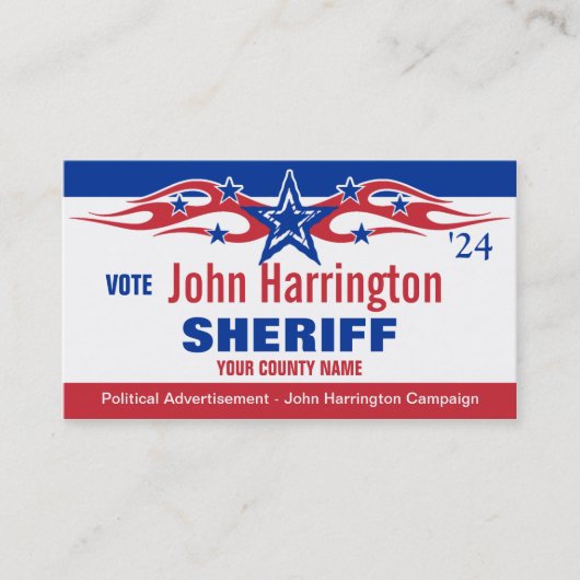 政治運動カード – 保安官 名刺 (正面)
