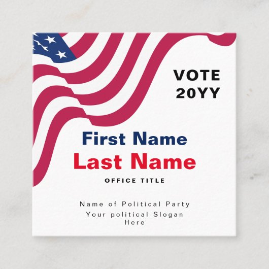 政治運動パーソナライズされたの名刺 スクエア名刺 (正面)