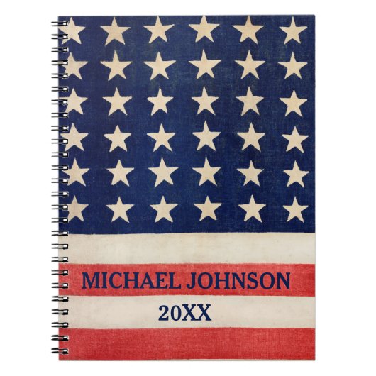 政治運動ヴィンテージ米国国旗 ノートブック (正面)