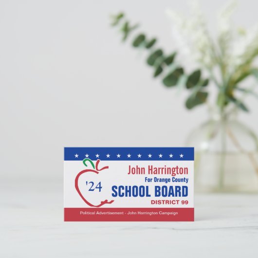 政治運動 – スクールボードビジネスカード 名刺 (スタンド正面)