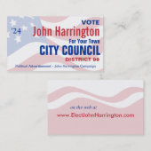 政治運動 – 市議会の名刺 名刺 (正面/裏面)