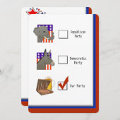 政治選挙の夜のパーティー 招待状 (正面/裏面)