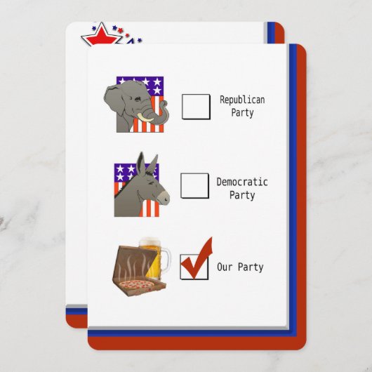 政治選挙の夜のパーティー 招待状 (正面/裏面)