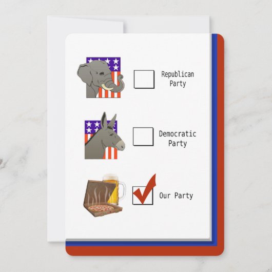 政治選挙の夜のパーティー 招待状 (正面)