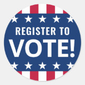 政治選挙の星の投票に登録すストライプる ラウンドシール (正面)