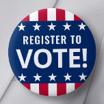 政治選挙の星の投票に登録すストライプる 缶バッジ<br><div class="desc">ピンバックボタンのバッジは、文字の「投票に登録」と星とストライプを備え縁どている。</div>