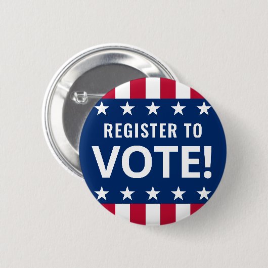 政治選挙の星の投票に登録すストライプる 缶バッジ (正面&裏面)