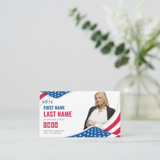 政治選挙の選挙運動候補パーソナライズされた 名刺 (スタンド正面)