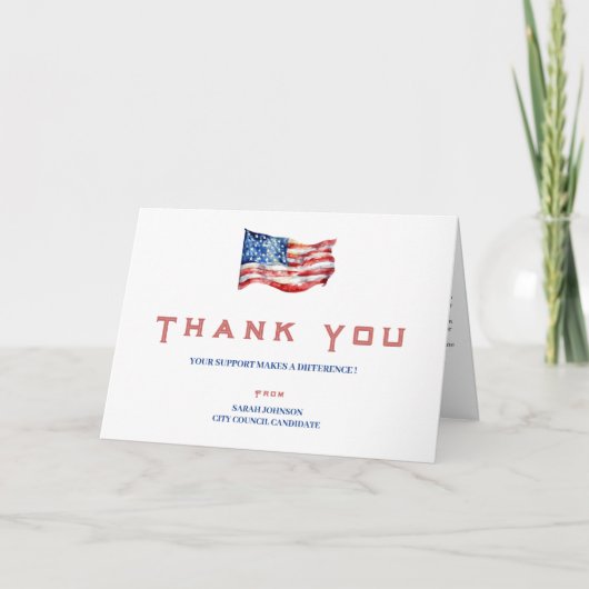 政治選挙キャンペーンの寄付 サンキューカード (正面)