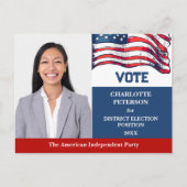 政治選挙キャンペーン候補者紹介 ポストカード (正面)