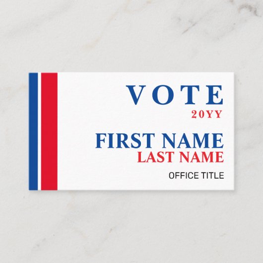 政治選挙キャンペーン赤と青のストライプ 名刺 (正面)