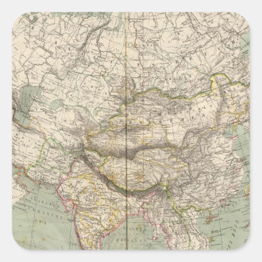 政治部門を示すアジアアトラスマップ スクエアシール (正面)