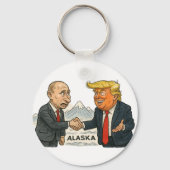 政治風刺：アラスクでのプーチンとトランプの会談 キーホルダー (正面)