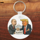 政治風刺：アラスクでのプーチンとトランプの会談 キーホルダー (正面)