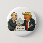 政治風刺：アラスクでのプーチンとトランプの会談 缶バッジ (正面)