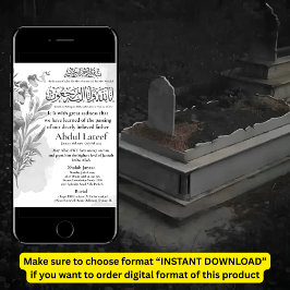 故人のお知らせ（男性）　ジャナーザの祈り 招待状