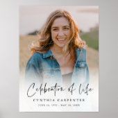 故人のシンプルな追悼写真による生前の祝い ポスター (正面)