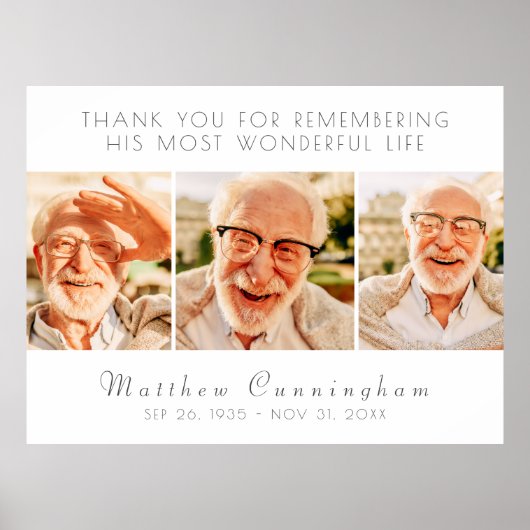 故人の人生を称える 現代のシンプルさ 三つの写真 ポスター (正面)
