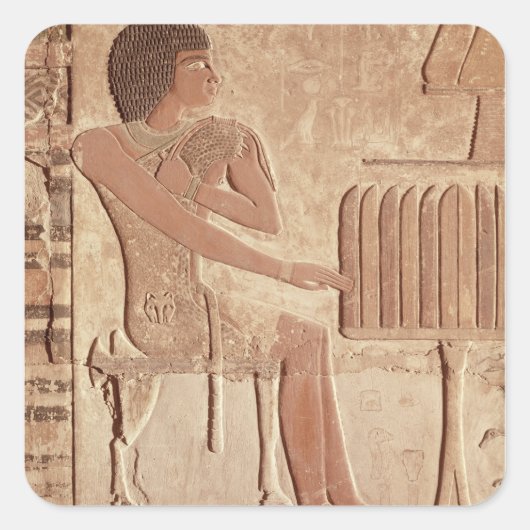 故人の座を描いたレリーフ、 浮き彫り スクエアシール (正面)