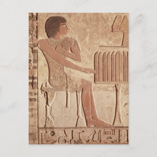 故人の座を描いたレリーフ、 浮き彫り ポストカード (正面)