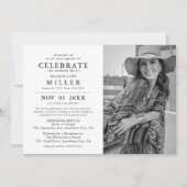 故人を称えるシンプルなライフメモリアル葬儀写真 招待状 (正面)