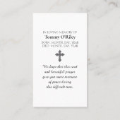 故人追悼カード カーディナル鳥 名刺 (裏面)