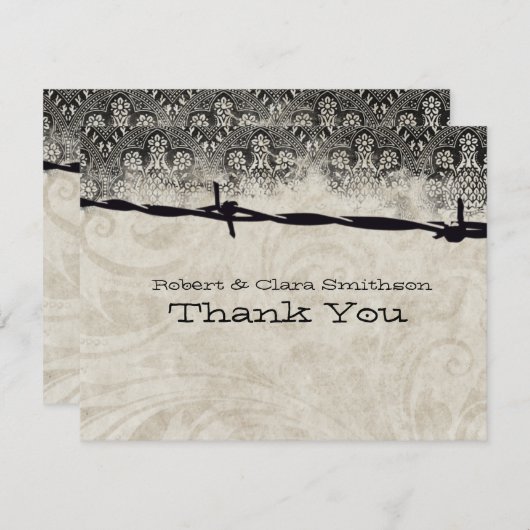 故国の有刺鉄線は感謝していしています サンキューカード (正面/裏面)