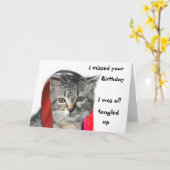 故誕生日子猫 カード (黄色い花)