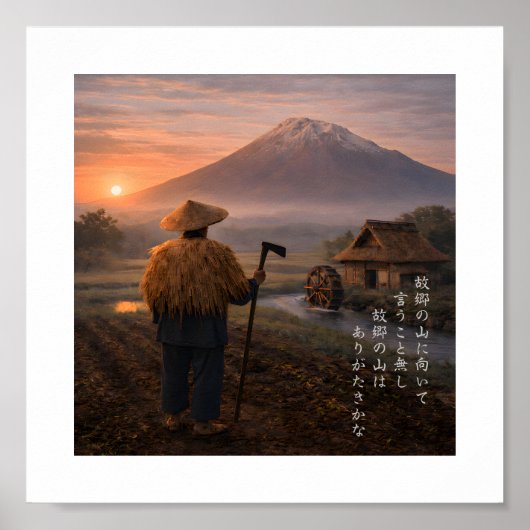故郷の山に向かって – 日本の原風景アートプリント ポスター (正面)
