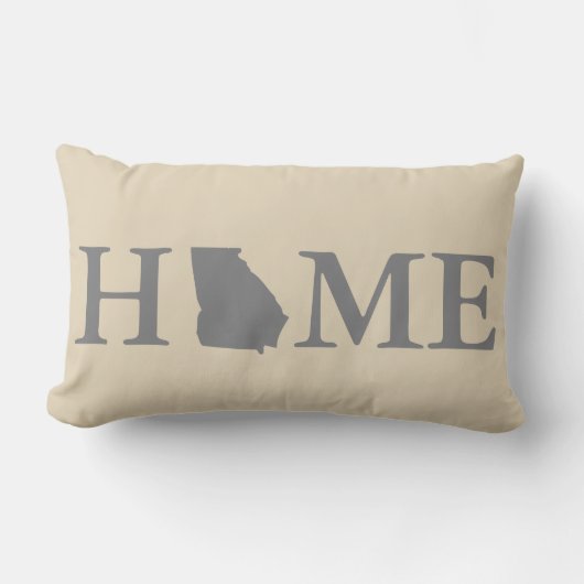 故郷の州のジョージアの灰色及びクリーム ランバークッション (正面)