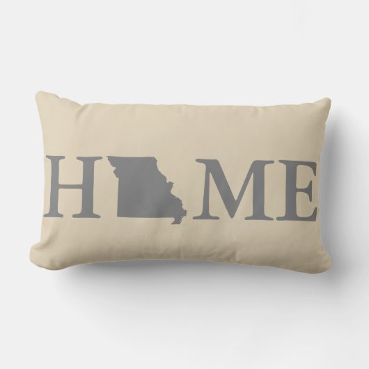 故郷の州のミズーリの灰色及びクリーム ランバークッション (正面)