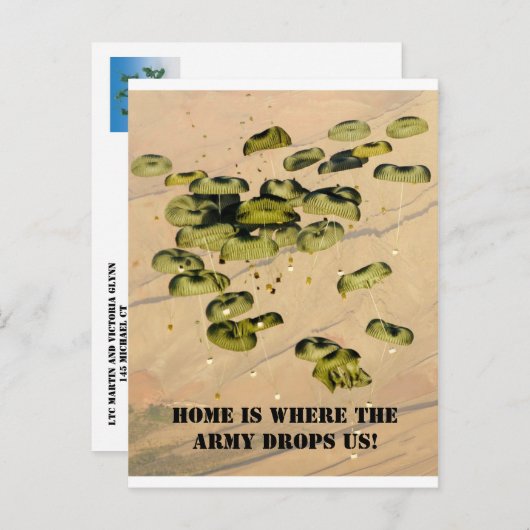 故郷は軍隊が落とす場所だ！ 案内ポストカード (正面/裏面)