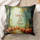 「故郷へようこそ」カボチャかわいらしの秋 クッション (ブランケット)