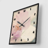 敏感で柔らかいピンクの桜の花 スクエア壁時計 (傾斜)