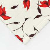 敏感で赤い花模様 フリースブランケット (角)