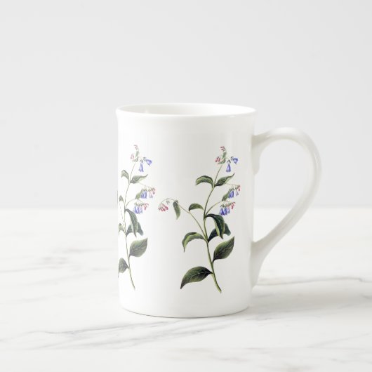 敏感で青い野生の花の植物の骨灰磁器のマグ ボーンチャイナマグカップ (右)