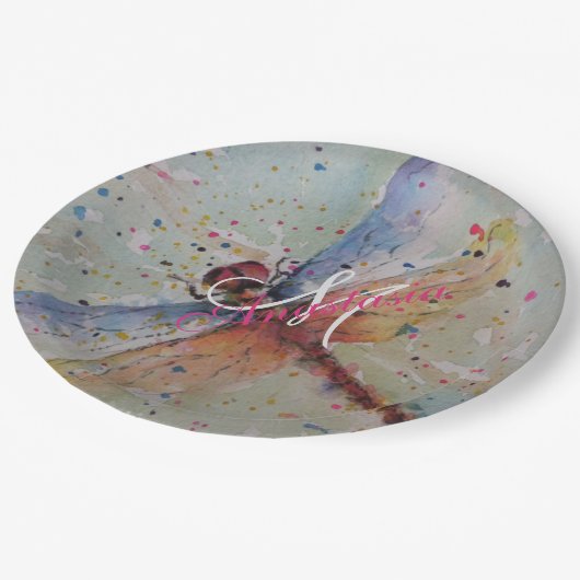 敏感なドラゴンのはえのモノグラムのパーティー ペーパープレート (アングル)