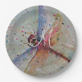 敏感なドラゴンのはえのモノグラムのパーティー ペーパープレート