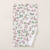 敏感なピンクおよび緑の引きずるつる植物 バスタオルセット (ハンドタオル)