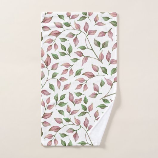敏感なピンクおよび緑の引きずるつる植物 バスタオルセット (ハンドタオル)