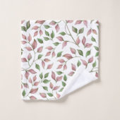 敏感なピンクおよび緑の引きずるつる植物 バスタオルセット (ウォッシュタオル)