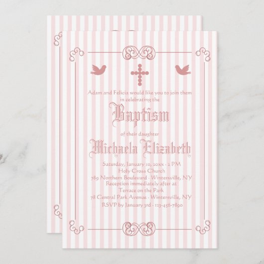 敏感なフレームのRoséの宗教招待状 招待状 (正面/裏面)