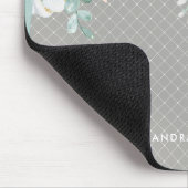 敏感なモモおよびセージグリーンの水彩画の花柄 マウスパッド (コーナー)