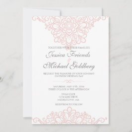 敏感なレースのボーダー結婚式招待状5x7 招待状
