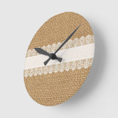 敏感なレース-ぼろぼろのシックなスタイルが付いているバーラップ ラウンド壁時計 (傾斜)