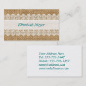 敏感なレース-ぼろぼろの上品が付いているバーラップ 名刺 (正面/裏面)